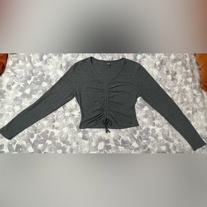 Womens cute gray fall crop top